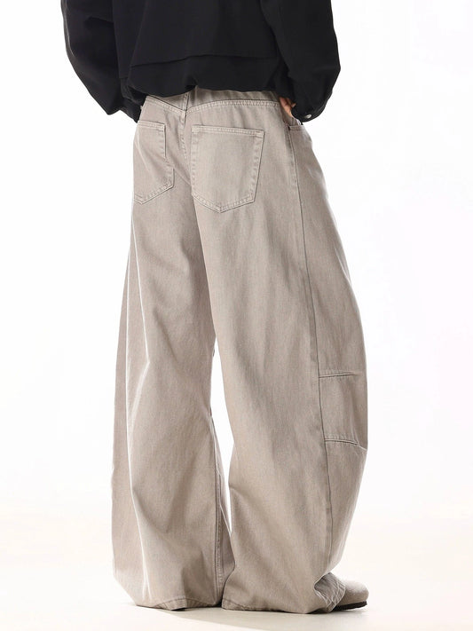 RT No. 19806 RECONSTRUCTED CREAM WIDE STRAIGHT JEANS