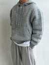 RT No. 12437 GRAY KNITTED ZIP-UP HOODIE