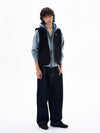 RT No. 29019 BLACK STITCHED WIDE BAGGY JANTS