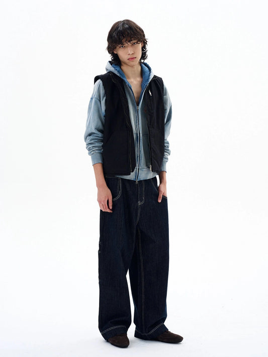 RT No. 29019 BLACK STITCHED WIDE BAGGY JANTS