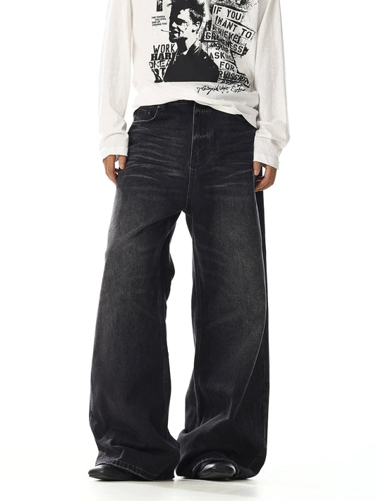 RT No. 32016 WHISKER WASH WIDE STRAIGHT JEANS