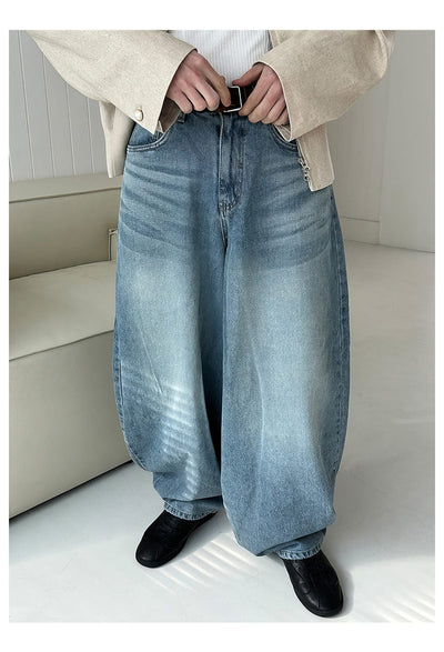 RT No. 11872 WASHED BAGGY STRAIGHT JEANS