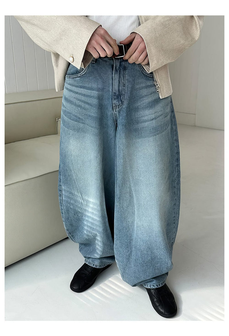 RT No. 11872 WASHED BAGGY STRAIGHT JEANS