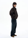 RT No. 29039 BROWN LEATHER ZIP JK
