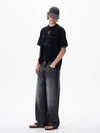 RT No. 18192 DARK GRAY STRAIGHT DENIM JEANS