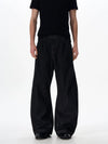 RT No. 18032 BLACK PLEATED DENIM STRAIGHT JEANS