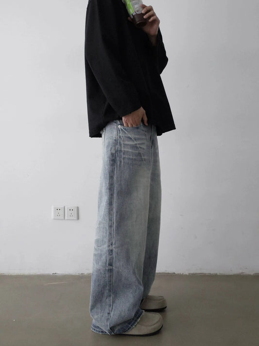RT No. 32063 WHISKER WASHED DENIM STRAIGHT JEANS