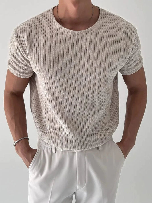 RT No. 13032 CREAM KNIT SHORT SLEEVE