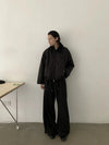 RT No. 28104 PLEATED BLACK WIDE BAGGY PANTS