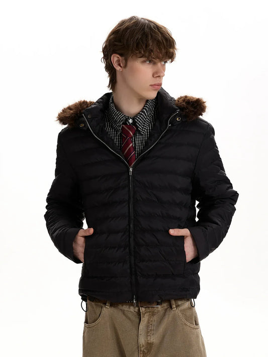 RT No. 50231 RIBBED FUR HOOD JACKET