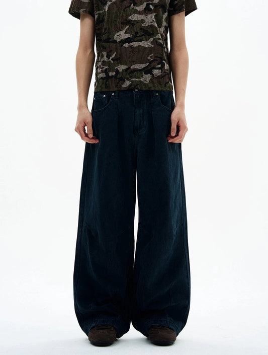 RT No. 32525 PLEATED WIDE STRAIGHT JEANS