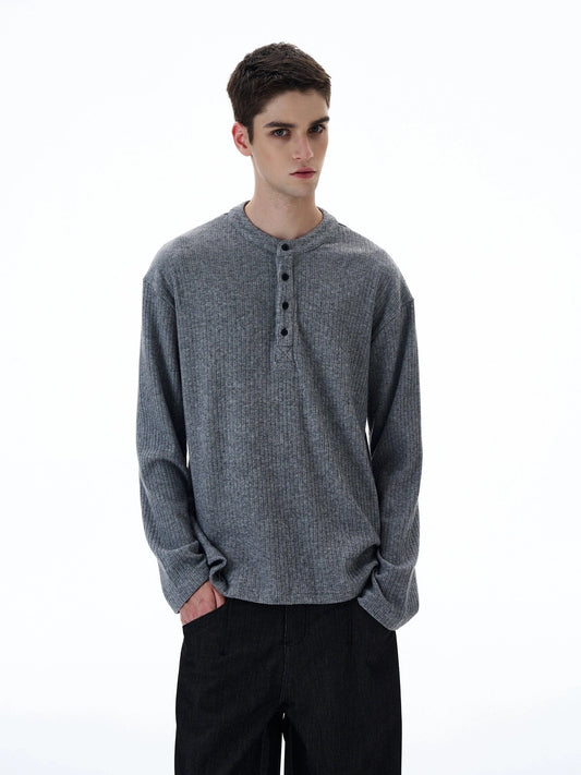 RT No. 20038 RIBBED HENRY COLLAR LONGSLEEVE