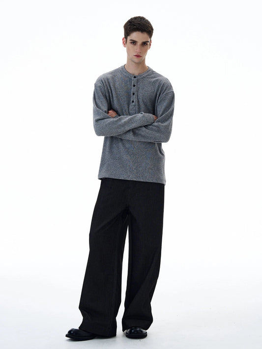 RT No. 20038 RIBBED HENRY COLLAR LONGSLEEVE