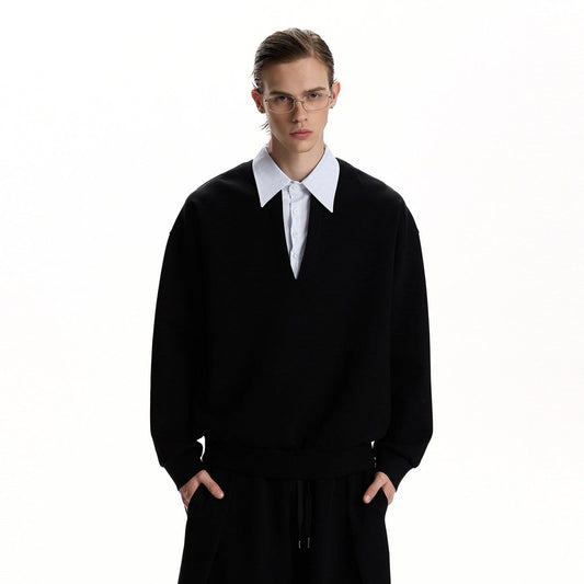 RT No. 59058 TWO-PIECE V-NECK POLO SWEATER & SILHOUETTE SWEATPANTS