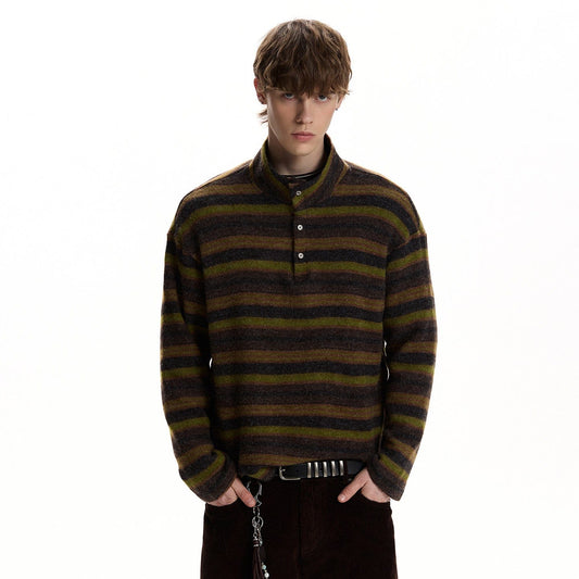 RT No. 59070 KNITWEAR STRIPED MOCK NECK SWEATER