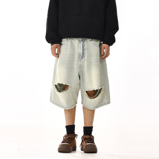 RT No. 13000 LIGHT BLUE RIPPED SHORTS