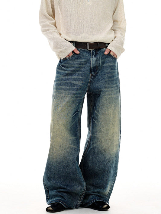 RT No. 55111 WHISKER WIDE STRAIGHT DENIM JEANS