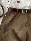 RT No. 29061 WASHED BROWN DENIM STRAIGHT JEANS