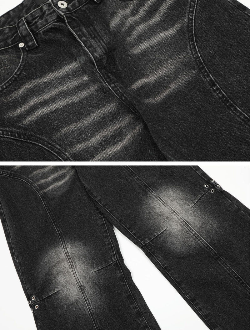 RT No. 11018 RECONSTRUCTED WASHED BLACK DENIM JEANS