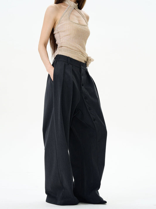 RT No. 12169 GRAY PLEATED BAGGY PANTS