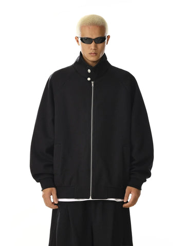 RT No. 28004 BLACK MOCK-NECK ZIP SPORTS SWEATER