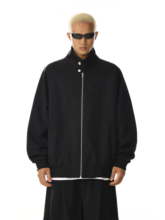 RT No. 28004 BLACK MOCK-NECK ZIP SPORTS SWEATER