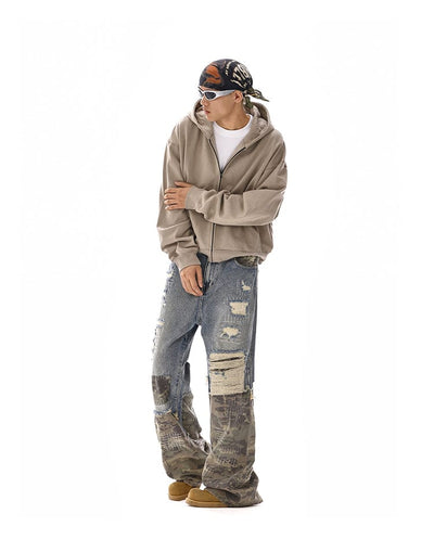 RT No. 12110 CAMO PATCH DISTRESSED DENIM JEANS