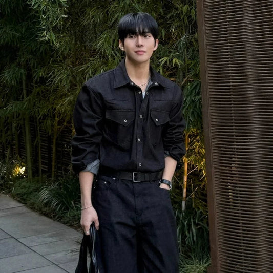 RT No. 25009 BLACK WORKWEAR PILOT BUTTON-UP
