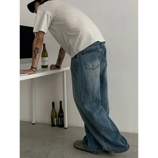 RT No. 18812 WASHED BLUE WIDE BAGGY JEANS