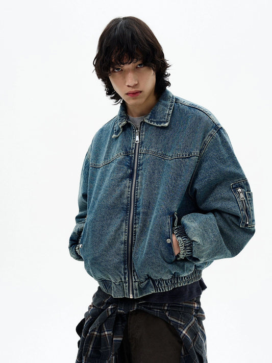 RT No. 32521 QUILTED DENIM ZIP JK