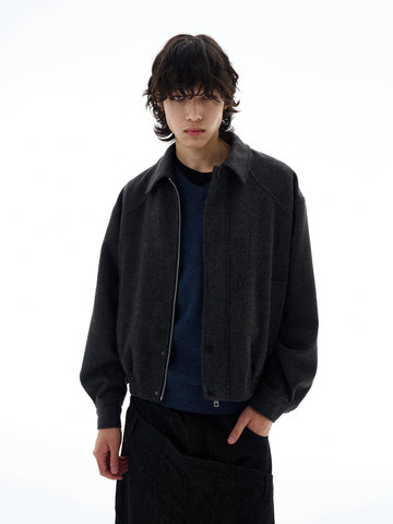 RT No. 25038 MINATO GRAY WOOLEN ZIPPER JK