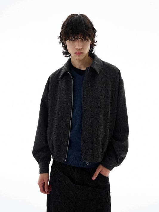 RT No. 25038 MINATO GRAY WOOLEN ZIPPER JK