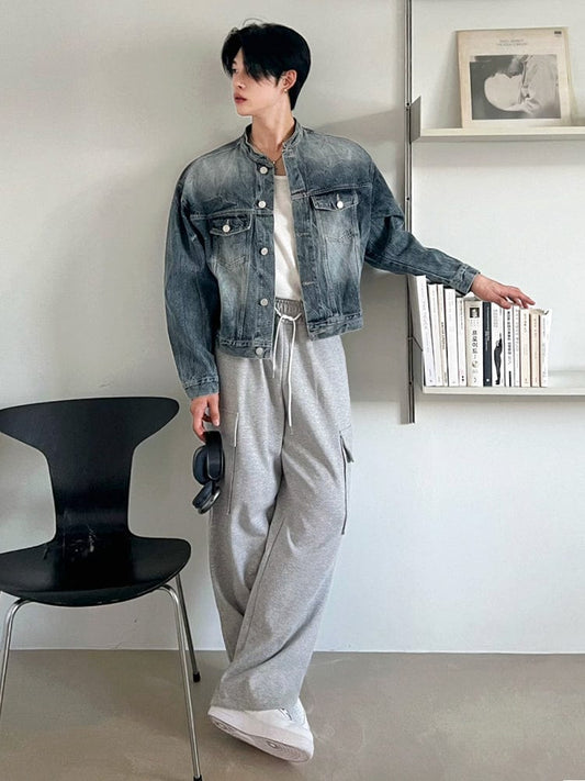 RT No. 12489 STAND COLLAR DENIM JK