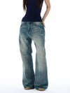 RT No. 19568 WASHED BLUE DENIM STRAIGHT JEANS