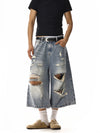RT No. 18249 RIPPED BLUE DENIM SHORTS