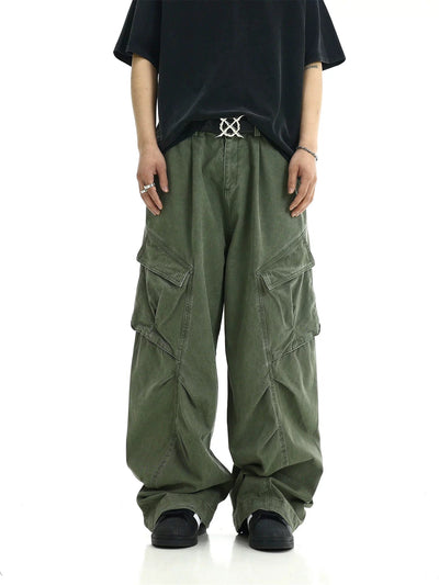 RT No. 11409 GREEN RECONSTRUCTED BAGGY CARGO JEANS
