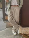 RT No. 13016 PLEATED CREAM STRAIGHT PANTS