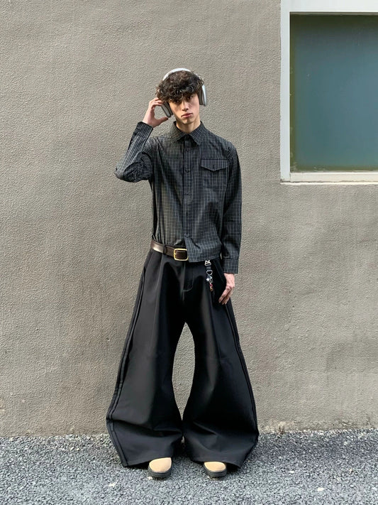 RT No. 18726 BLACK PLAID BUTTON-UP SHIRT