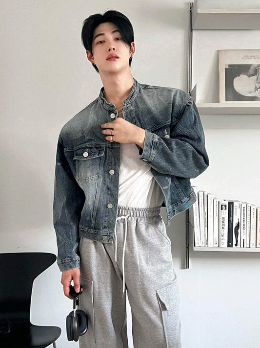 RT No. 12489 STAND COLLAR DENIM JK