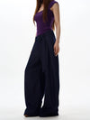 RT No. 18044 PLEATED BELT WIDE STRAIGHT PANTS