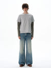 RT No. 19584 WASHED BLUE DENIM STRAIGHT JEANS