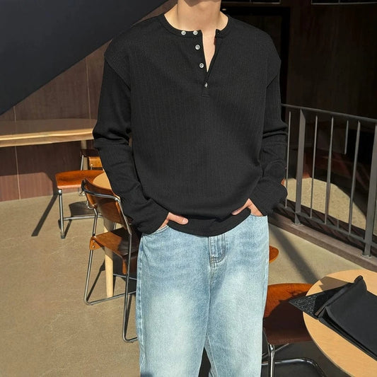 RT No. 18502 KNIT HENRY COLLAR LONG SLEEVE