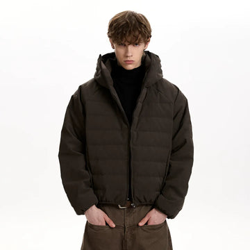 RT No. 50015 RIBBED PUFFER HOODED JACKET