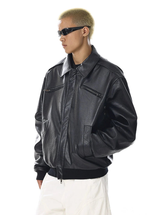 RT No. 32735 BLACK LEATHER ZIP JK