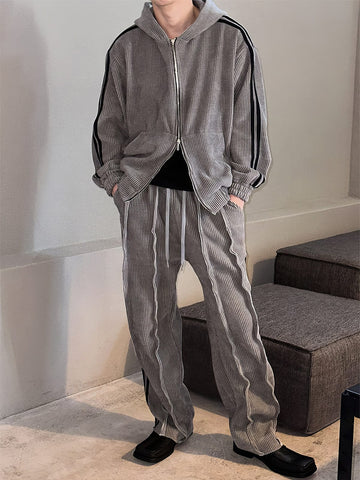 RT No. 12601 KNIT STRIPED ZIP-UP HOODIE & STRAIGHT PANTS