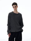 RT No. 20025 KNIT DISTRESSED CREWNECK SWEATER