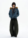 RT No. 32519 FUR HOODED DENIM JK
