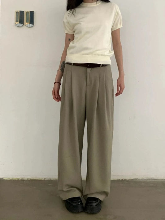 RT No. 18838 DOUBLE PLEATED CASUAL STRAIGHT PANTS