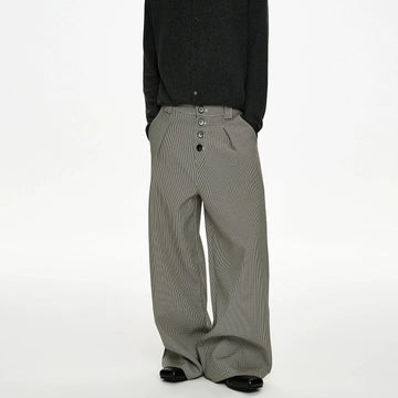 RT No. 50034 PLEATED PLAID BAGGY STRAIGHT PANTS