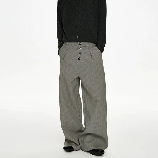 RT No. 50034 PLEATED PLAID BAGGY STRAIGHT PANTS